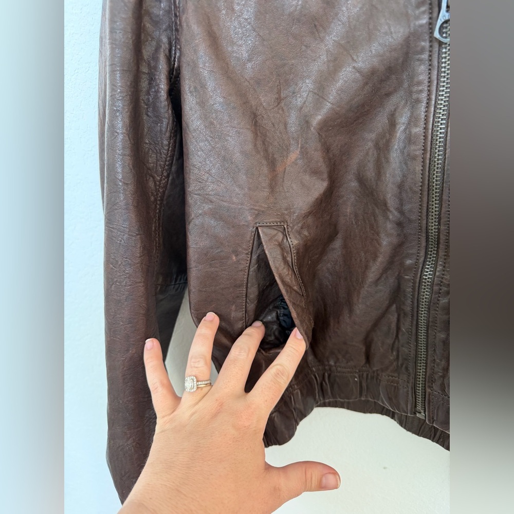 Madewell Leather Aviator Bomber Jacket in Brown Size Small - Picture 8 of 10